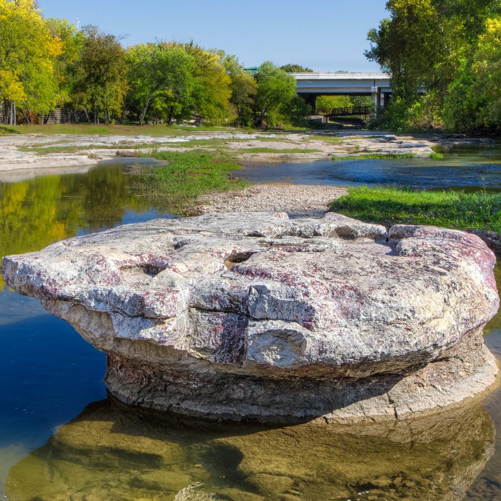 Historic Round Rock at Brushy Creek, namesake of the City of Round Roud, Texas, USA